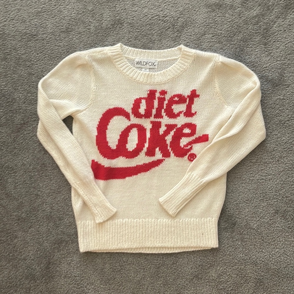 Wildfox Cream Sweater with Red Diet Coke Logo